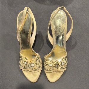 Giorgio Armani Cream Embellished Heels for Special Occasions